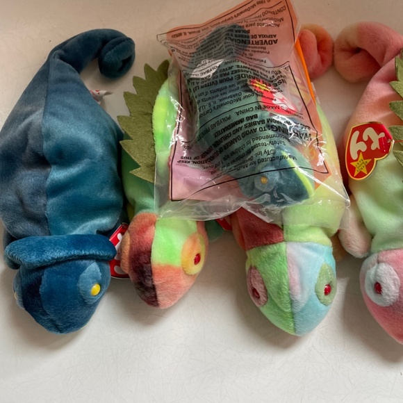 TY Retired Beanie Babies Baby Iguana Lot of 5 + 1 McDonalds - Picture 5 of 5